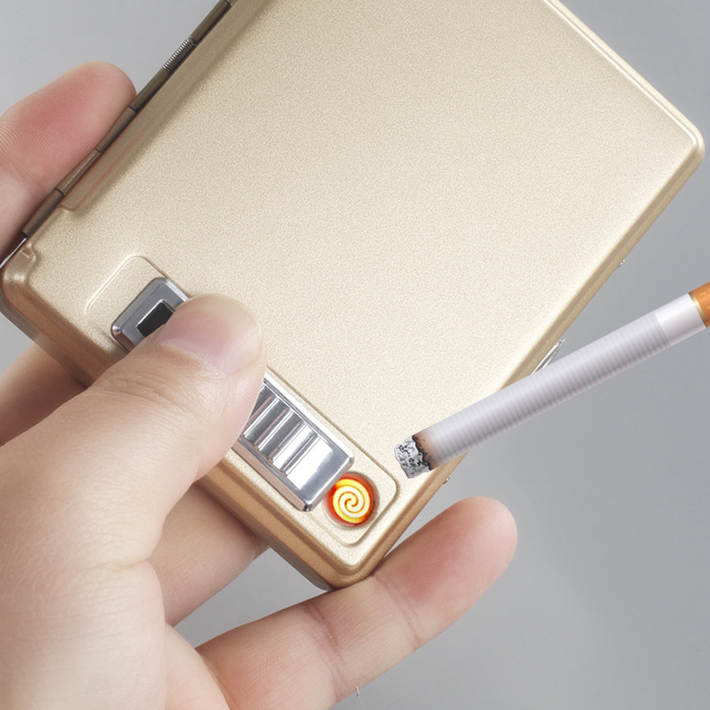 Metāla cigarešu kārba ar iebūvētu aizdedzi – ietilp 20 cigarešu, logotipa drukāšana un pielāgošana; Cool Crown