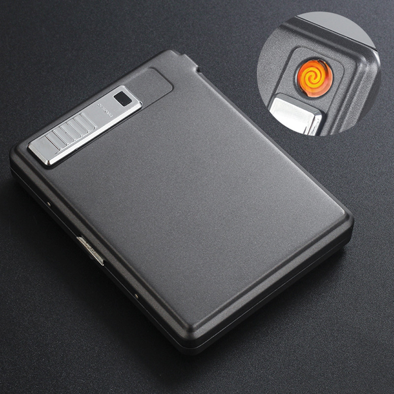 Metāla cigarešu kārba ar iebūvētu aizdedzi – ietilp 20 cigarešu, logotipa drukāšana un pielāgošana; Cool Crown