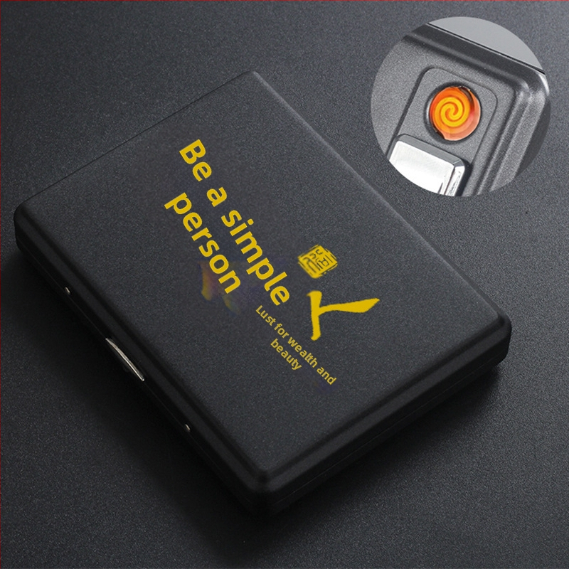 Metāla cigarešu kārba ar iebūvētu aizdedzi – ietilp 20 cigarešu, logotipa drukāšana un pielāgošana; Cool Crown