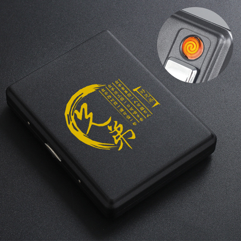 Metāla cigarešu kārba ar iebūvētu aizdedzi – ietilp 20 cigarešu, logotipa drukāšana un pielāgošana; Cool Crown