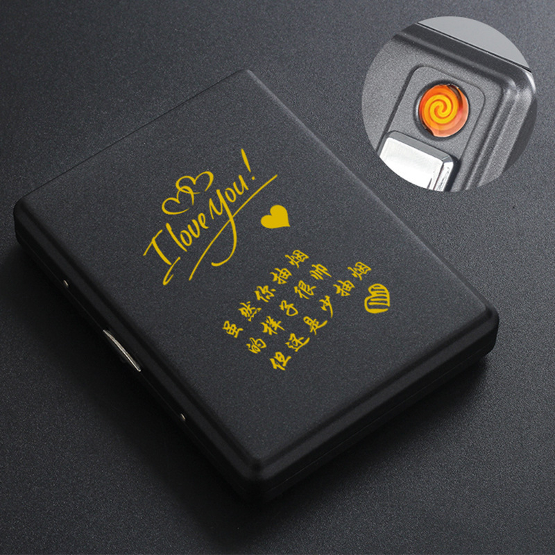 Metāla cigarešu kārba ar iebūvētu aizdedzi – ietilp 20 cigarešu, logotipa drukāšana un pielāgošana; Cool Crown