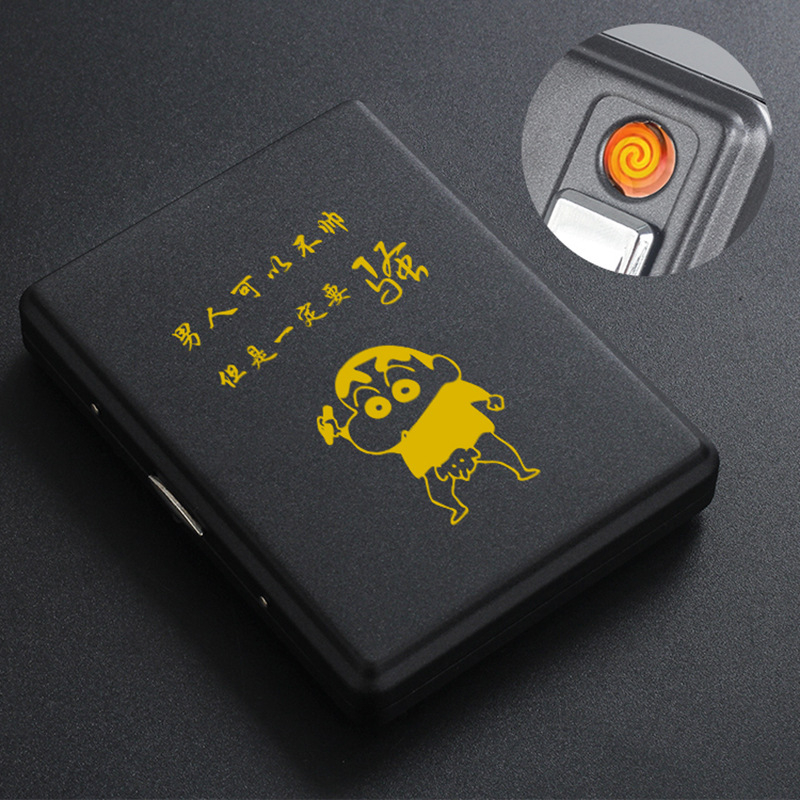 Metāla cigarešu kārba ar iebūvētu aizdedzi – ietilp 20 cigarešu, logotipa drukāšana un pielāgošana; Cool Crown