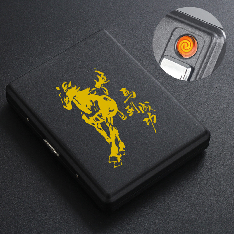 Metāla cigarešu kārba ar iebūvētu aizdedzi – ietilp 20 cigarešu, logotipa drukāšana un pielāgošana; Cool Crown