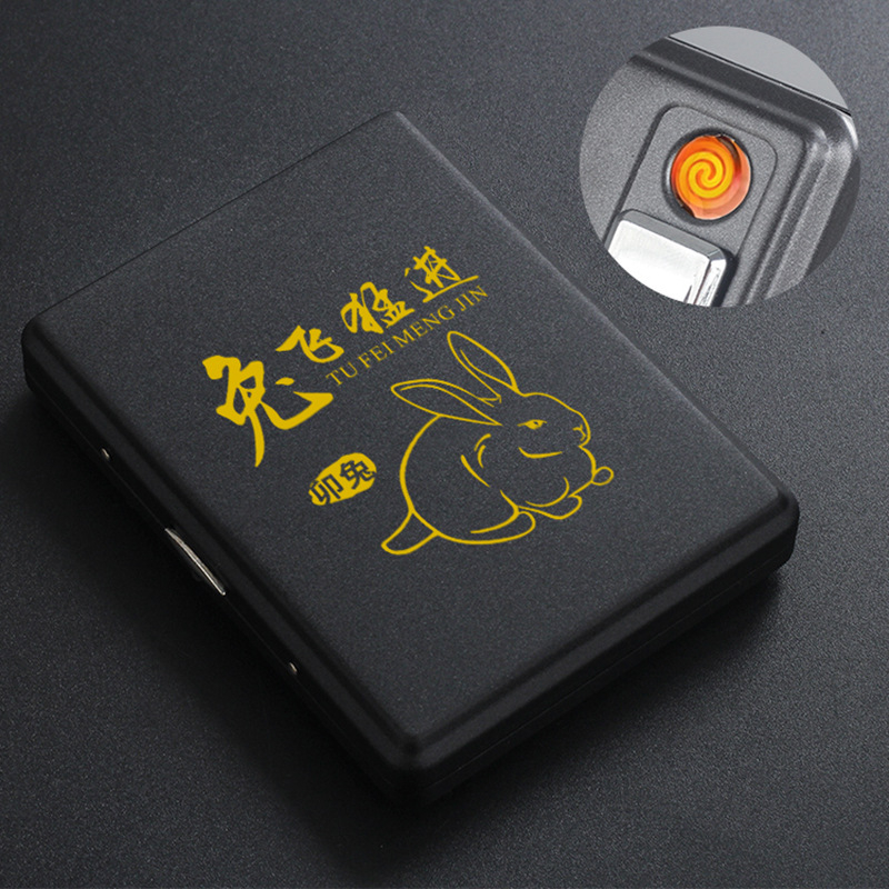 Metāla cigarešu kārba ar iebūvētu aizdedzi – ietilp 20 cigarešu, logotipa drukāšana un pielāgošana; Cool Crown