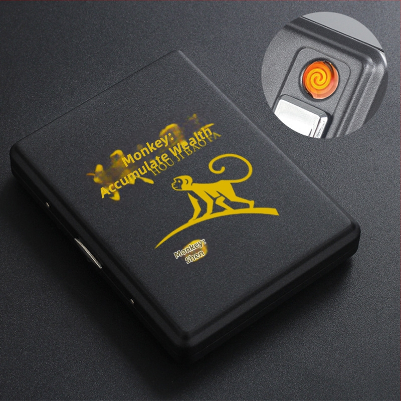 Metāla cigarešu kārba ar iebūvētu aizdedzi – ietilp 20 cigarešu, logotipa drukāšana un pielāgošana; Cool Crown