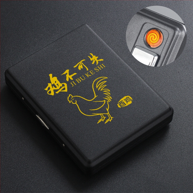 Metāla cigarešu kārba ar iebūvētu aizdedzi – ietilp 20 cigarešu, logotipa drukāšana un pielāgošana; Cool Crown