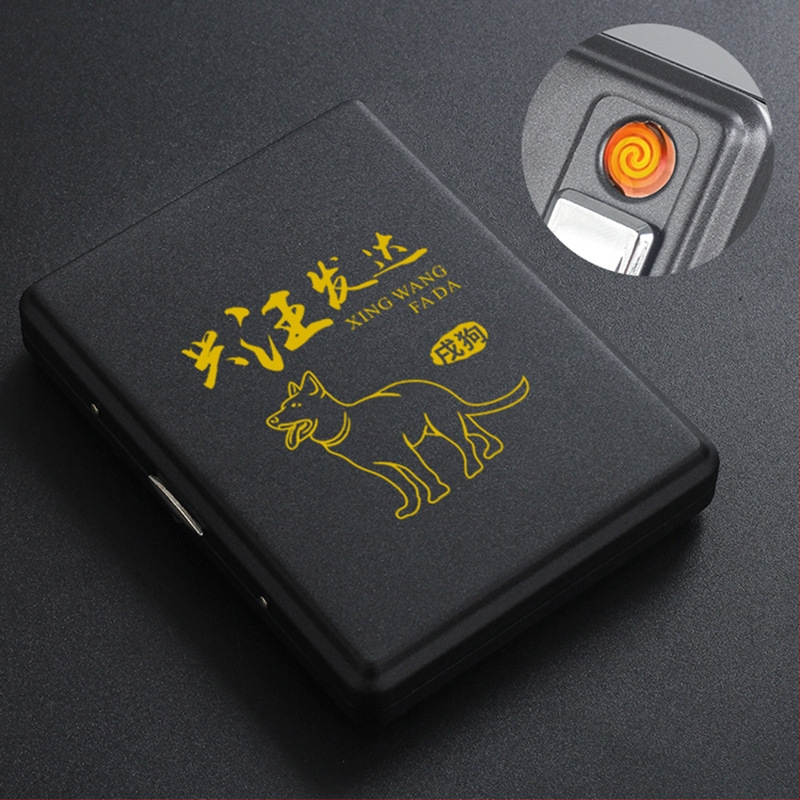 Metāla cigarešu kārba ar iebūvētu aizdedzi – ietilp 20 cigarešu, logotipa drukāšana un pielāgošana; Cool Crown