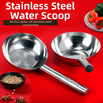 Nerezová oceľová lyžica s dlhým držadlom – na polievanie rastlín, polievku a miešanie; dvojité využitie v kuchyni a na záhrade