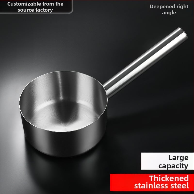 Nerezová oceľová lyžica s dlhým držadlom – na polievanie rastlín, polievku a miešanie; dvojité využitie v kuchyni a na záhrade