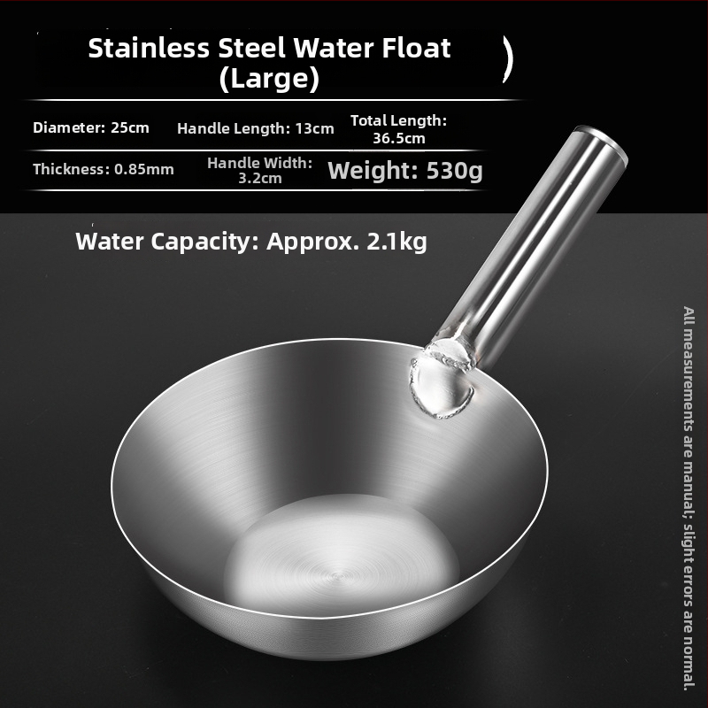 Nerezová oceľová lyžica s dlhým držadlom – na polievanie rastlín, polievku a miešanie; dvojité využitie v kuchyni a na záhrade