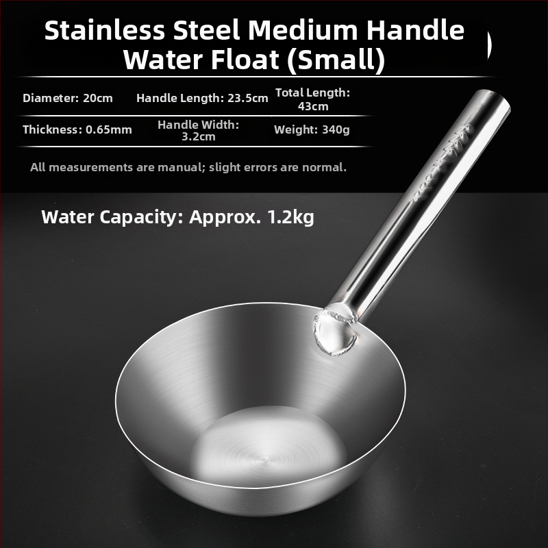 Nerezová oceľová lyžica s dlhým držadlom – na polievanie rastlín, polievku a miešanie; dvojité využitie v kuchyni a na záhrade