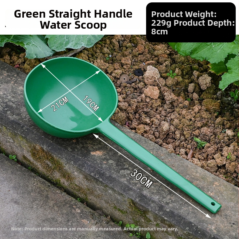 Nerezová oceľová lyžica s dlhým držadlom – na polievanie rastlín, polievku a miešanie; dvojité využitie v kuchyni a na záhrade