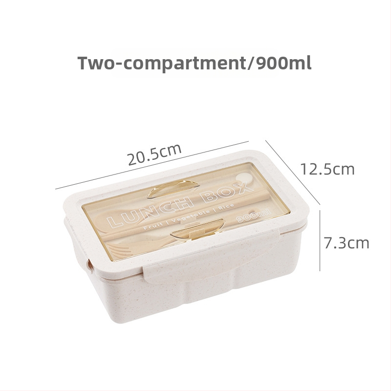 Kvadratinė plastikinė pietų dėžutė, tinkama naudoti mikrobangų krosnelėje, talpa 800-1000 ml, vieno sluoksnio, japonų stiliaus, su įrankiais