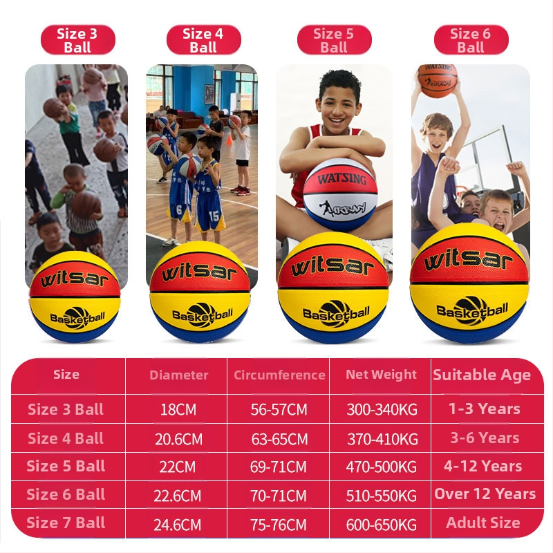 Bērnu gumijas basketbola bumba ar drukātu logotipu, personalizācijas iespēja, zīmols Witsar, piemērota basketbola treniņiem, nacionālais standarts