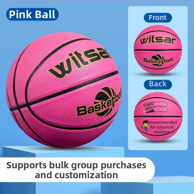 Vaikų guminis krepšinio kamuolys su spausdintu logotipu ir personalizacijos galimybe, prekė Witsar, skirtas krepšinio treniruotėms, nacionalinis standartas
