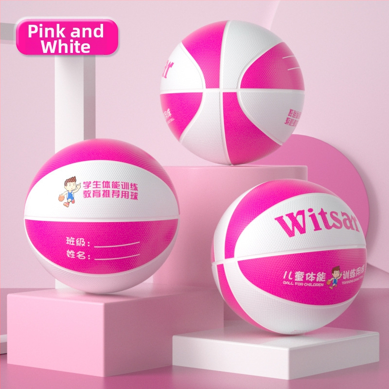 Vaikų guminis krepšinio kamuolys su spausdintu logotipu ir personalizacijos galimybe, prekė Witsar, skirtas krepšinio treniruotėms, nacionalinis standartas