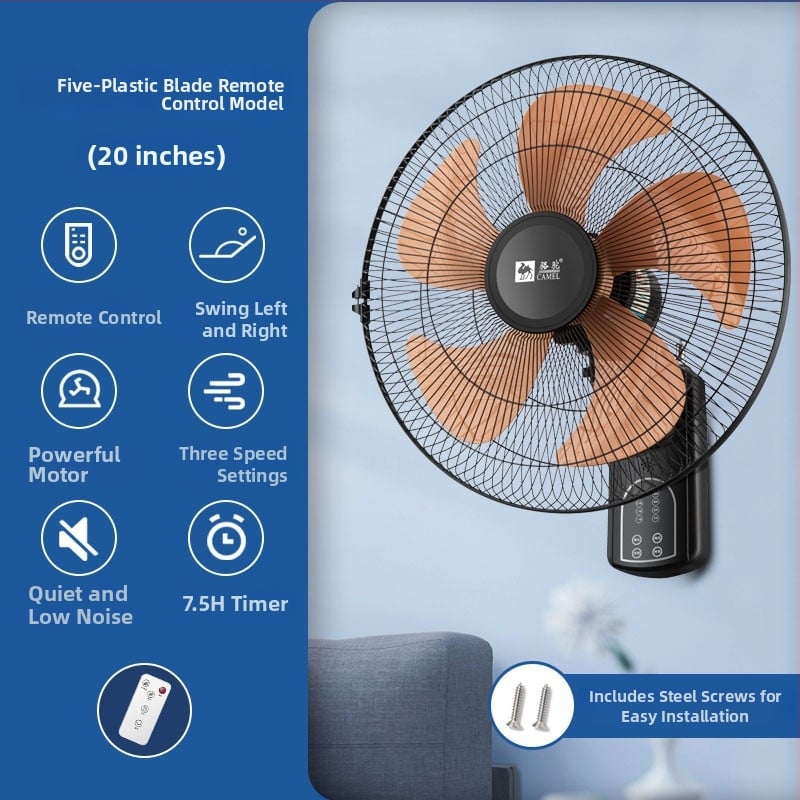 Camel B-02 Sieninis ventiliatorius, 5 mentelės, 60W, 220V, nuotolinis valdymas, kairėn–dešnėn oscilacija