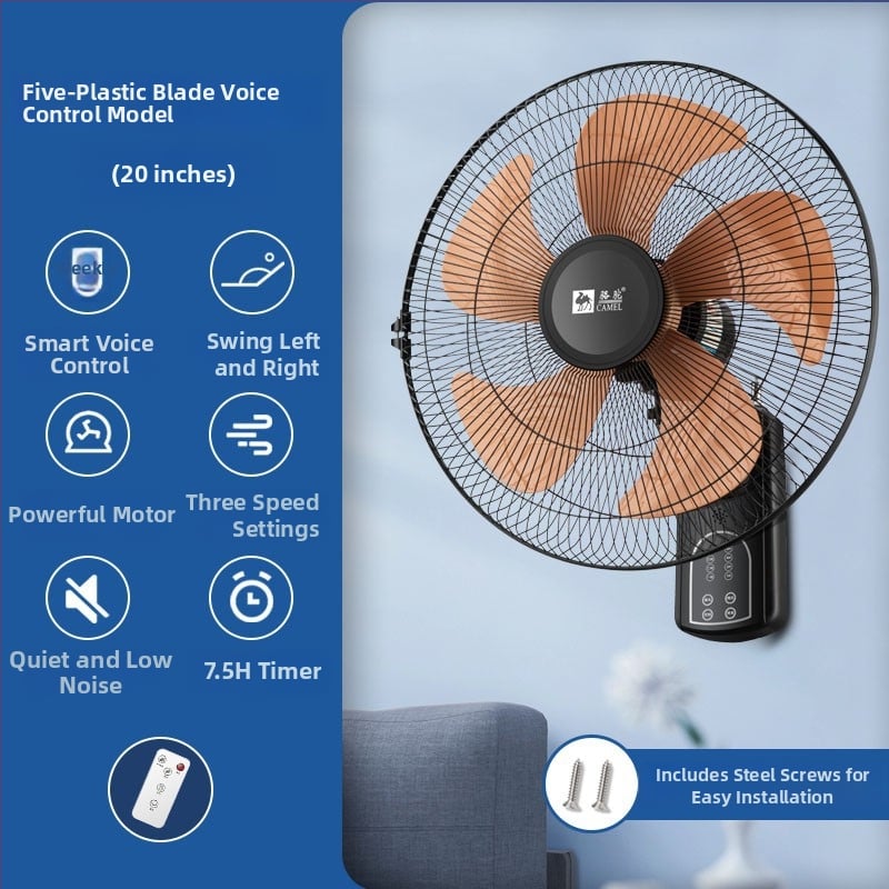 Camel B-02 Sieninis ventiliatorius, 5 mentelės, 60W, 220V, nuotolinis valdymas, kairėn–dešnėn oscilacija