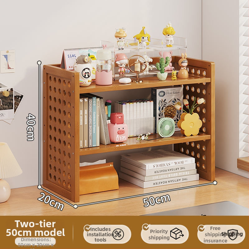 Stalo knygų spinta su daug sluoksnių dizainu ir reguliuojamomis pertvaromis, skylėta lenta organizacijai, modelis 0010