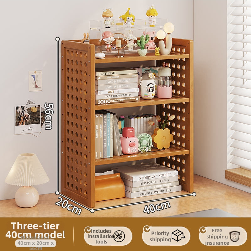 Stalo knygų spinta su daug sluoksnių dizainu ir reguliuojamomis pertvaromis, skylėta lenta organizacijai, modelis 0010