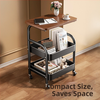 Mažas metalo vežimėlis saugojimui – modernus minimalistinis stilius, daugiafunkcinis, tinkamas voniai