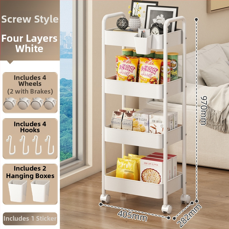 Mažas metalo vežimėlis saugojimui – modernus minimalistinis stilius, daugiafunkcinis, tinkamas voniai