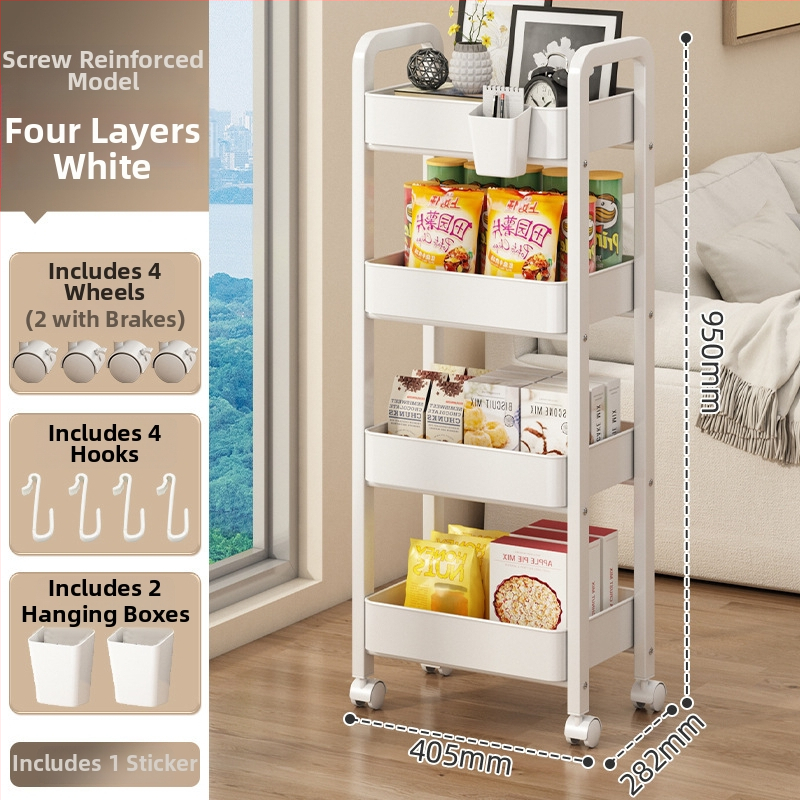 Mažas metalo vežimėlis saugojimui – modernus minimalistinis stilius, daugiafunkcinis, tinkamas voniai