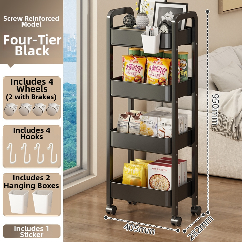 Mažas metalo vežimėlis saugojimui – modernus minimalistinis stilius, daugiafunkcinis, tinkamas voniai