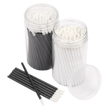 Sminkecset nylon szőrrel, hordó alakú csomagolás, műanyag nyél, hordozható, 100 darabos készlet.