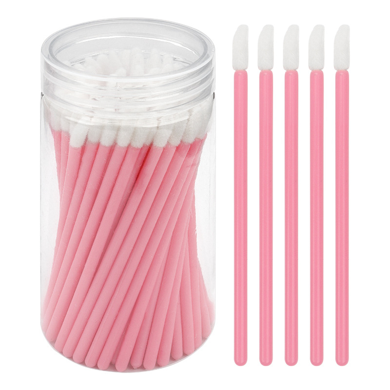 Sminkecset nylon szőrrel, hordó alakú csomagolás, műanyag nyél, hordozható, 100 darabos készlet.