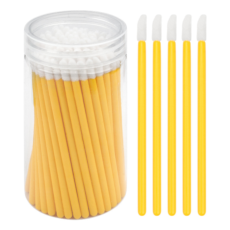 Sminkecset nylon szőrrel, hordó alakú csomagolás, műanyag nyél, hordozható, 100 darabos készlet.