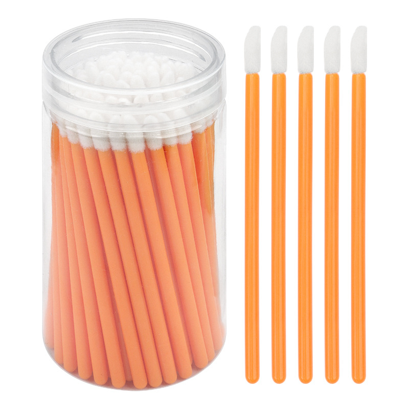 Sminkecset nylon szőrrel, hordó alakú csomagolás, műanyag nyél, hordozható, 100 darabos készlet.