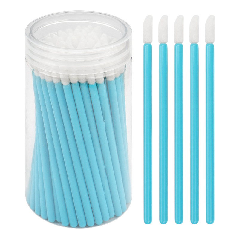 Sminkecset nylon szőrrel, hordó alakú csomagolás, műanyag nyél, hordozható, 100 darabos készlet.