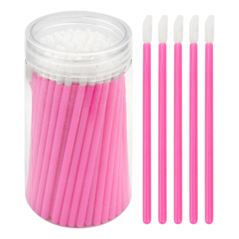 Sminkecset nylon szőrrel, hordó alakú csomagolás, műanyag nyél, hordozható, 100 darabos készlet.