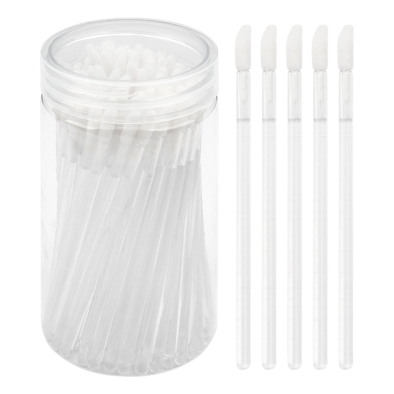 Sminkecset nylon szőrrel, hordó alakú csomagolás, műanyag nyél, hordozható, 100 darabos készlet.