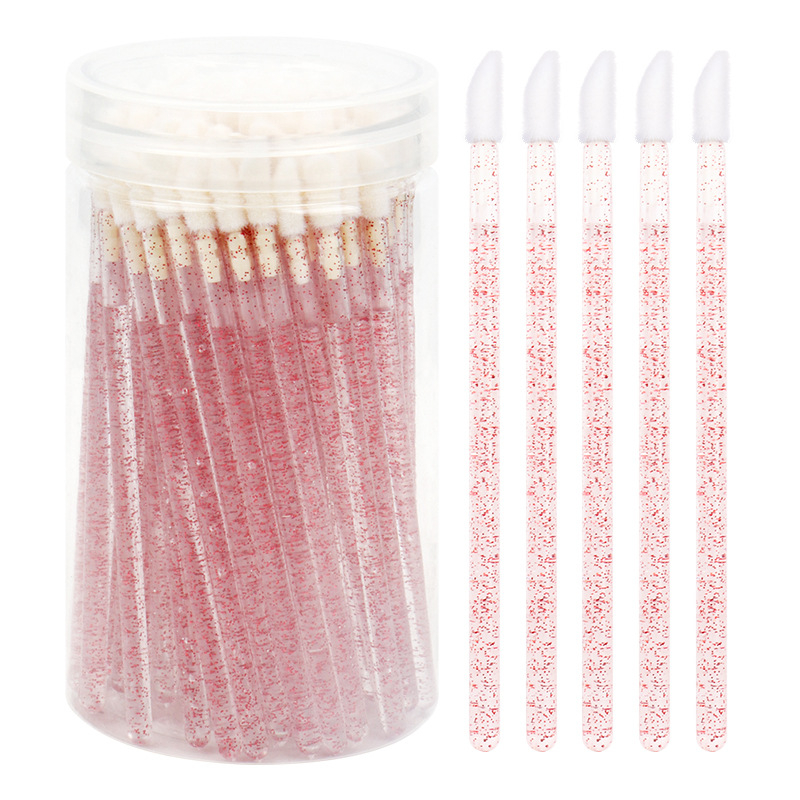 Sminkecset nylon szőrrel, hordó alakú csomagolás, műanyag nyél, hordozható, 100 darabos készlet.