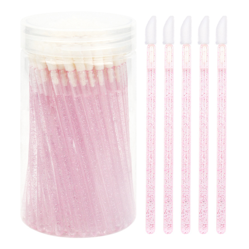 Sminkecset nylon szőrrel, hordó alakú csomagolás, műanyag nyél, hordozható, 100 darabos készlet.