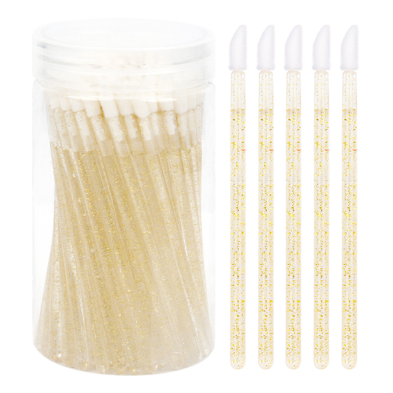 Sminkecset nylon szőrrel, hordó alakú csomagolás, műanyag nyél, hordozható, 100 darabos készlet.