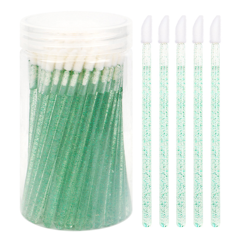 Sminkecset nylon szőrrel, hordó alakú csomagolás, műanyag nyél, hordozható, 100 darabos készlet.