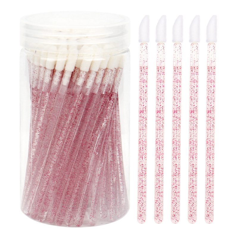 Sminkecset nylon szőrrel, hordó alakú csomagolás, műanyag nyél, hordozható, 100 darabos készlet.