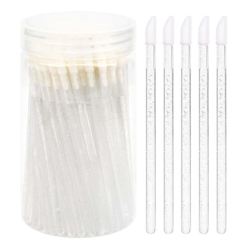 Sminkecset nylon szőrrel, hordó alakú csomagolás, műanyag nyél, hordozható, 100 darabos készlet.