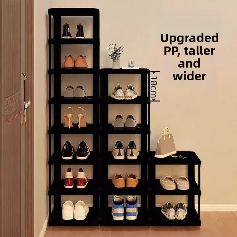 Vertikālais 9 slāņu plastmasas kurpju plaukts pie ieejas – mājas kurpju skapis, demontējams