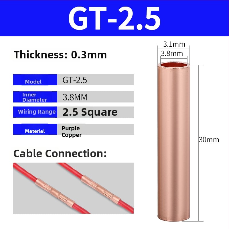 GT vara caurules terminālis, auksta presēšana vadu savienojums, CE sertifikāts, piemērots elektriskajām instalācijām