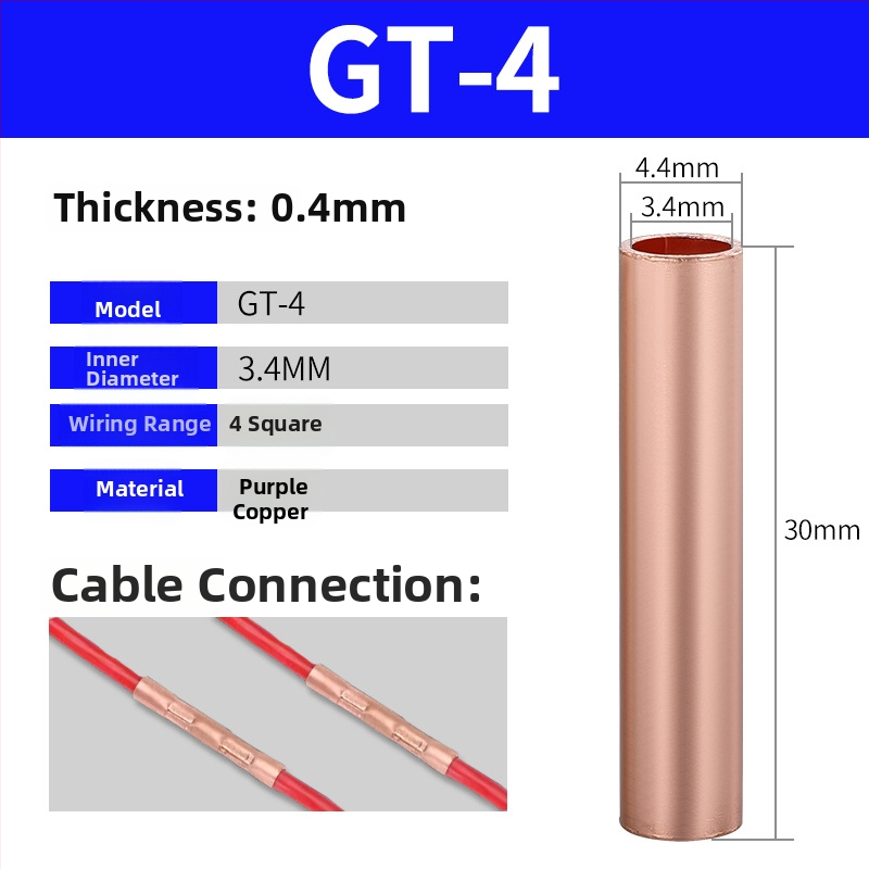 GT vara caurules terminālis, auksta presēšana vadu savienojums, CE sertifikāts, piemērots elektriskajām instalācijām