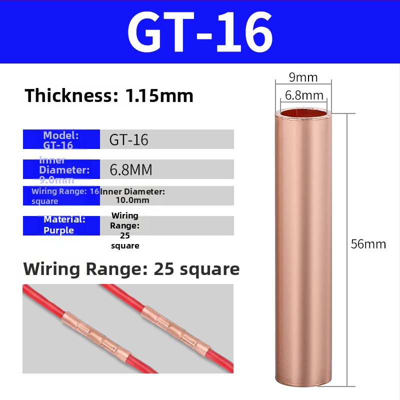 GT vara caurules terminālis, auksta presēšana vadu savienojums, CE sertifikāts, piemērots elektriskajām instalācijām
