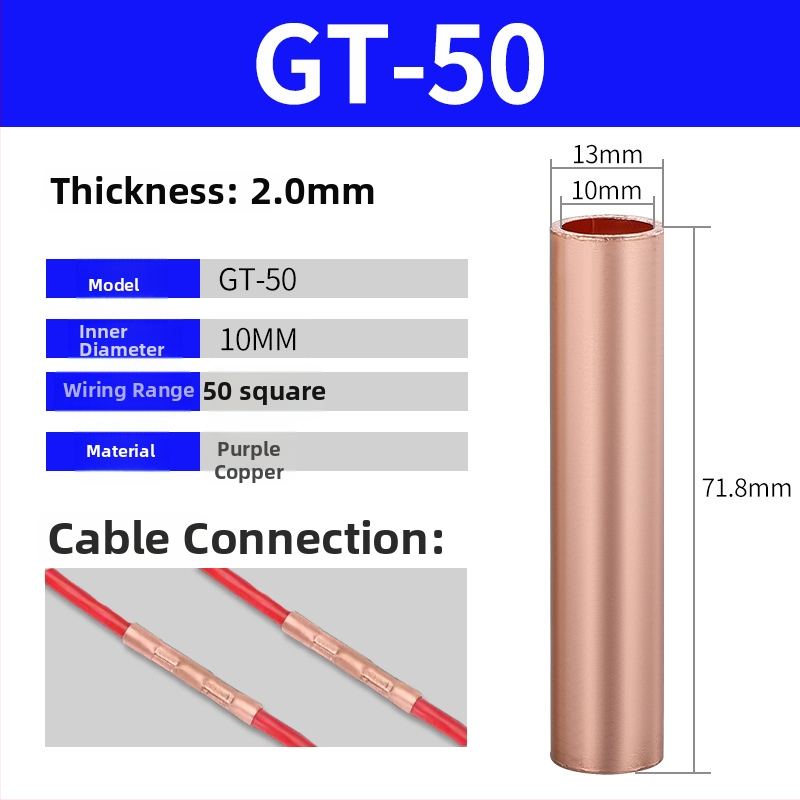 GT vara caurules terminālis, auksta presēšana vadu savienojums, CE sertifikāts, piemērots elektriskajām instalācijām