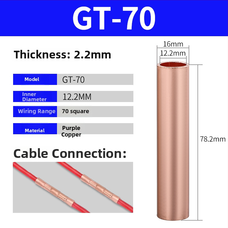 GT vara caurules terminālis, auksta presēšana vadu savienojums, CE sertifikāts, piemērots elektriskajām instalācijām