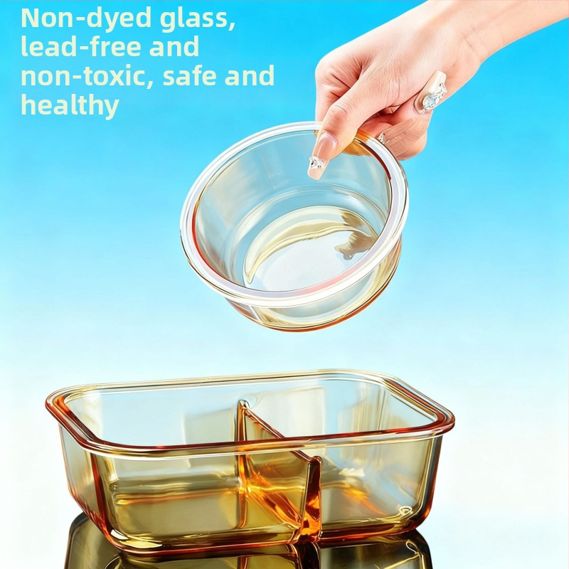 Pusdienu kastīte no borosilikāta stikla, mikroviļņu krāsnij piemērota, gaisa noslēgta, izolēta, ar vāciņu