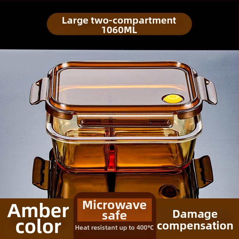 Pietų dėžutė iš borosilikatinio stiklo, tinkama mikrobangų krosnelei, sandari, izoliuota, su dangteliu