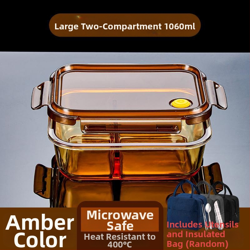 Pietų dėžutė iš borosilikatinio stiklo, tinkama mikrobangų krosnelei, sandari, izoliuota, su dangteliu